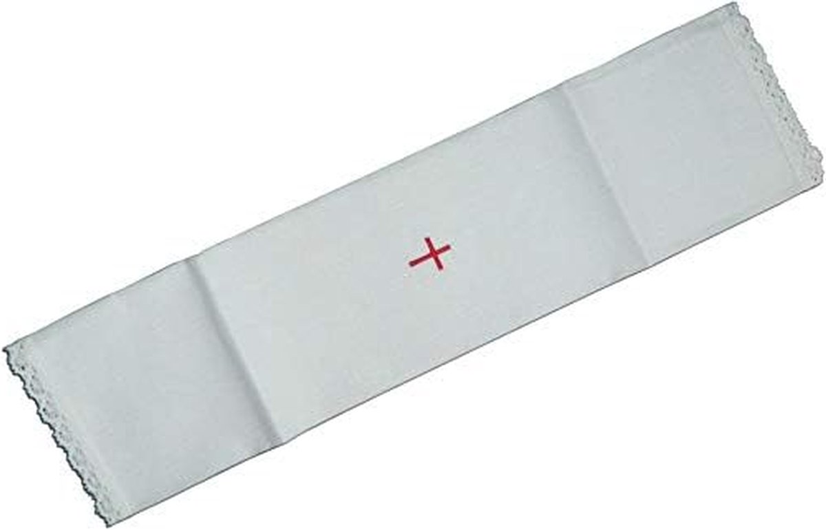 Luchtreiniger met Kruis - Decoratieve Luchtreiniger - Luchtzuivering Thuis - Geborduurd Rood Kruis - 34 cm breed - Wit