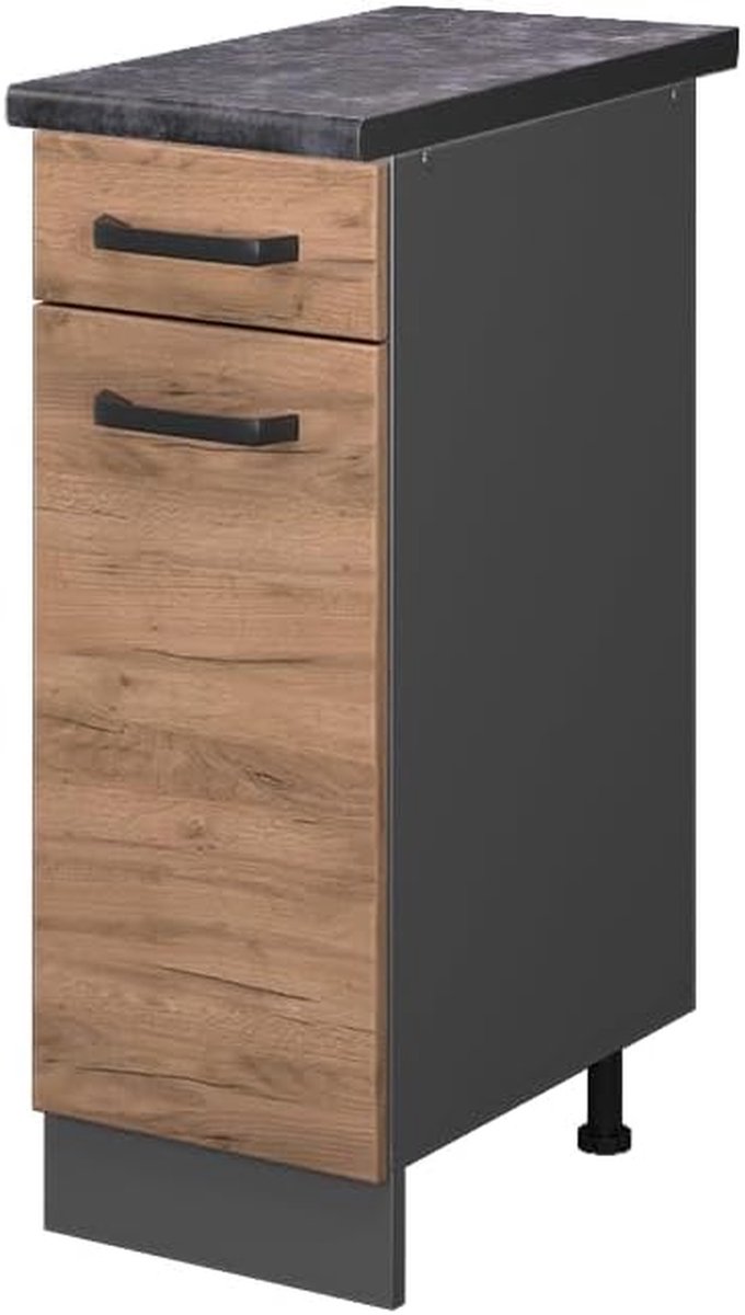 Keukenkast - Onderkast Lade - Keuken Organiseren - Modulair Ontwerp - 30 cm - Eiken Goud/Antraciet