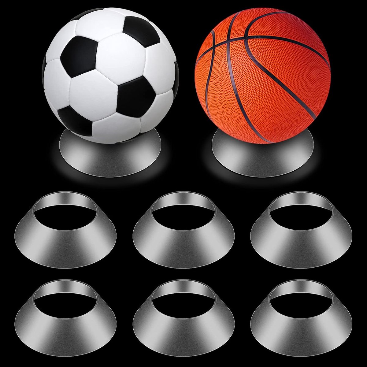 Balstandaard 6pcs - Transparant plastic - Voor voetbal, basketbal en meer - Perfecte presentatie van je memorabilia - SnelShoppen