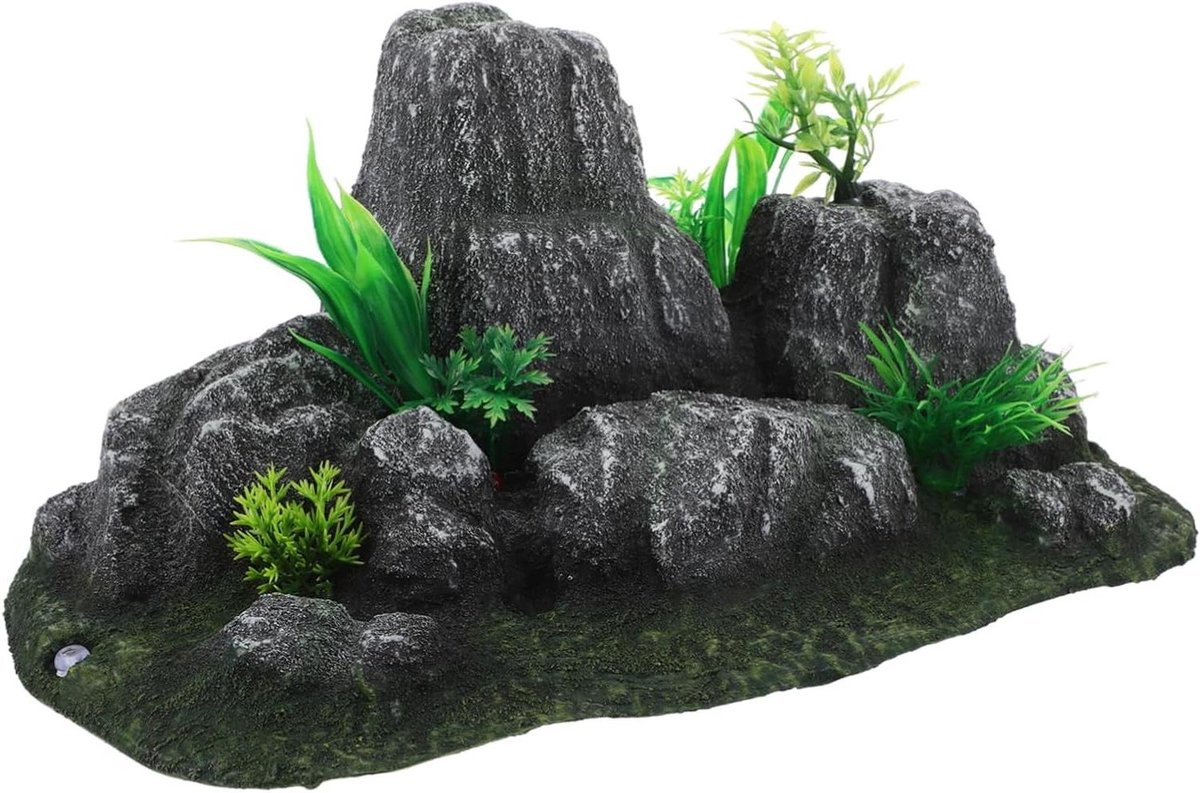 Aquarium Rotsen - Decoratie Steen - Onderwaterlandschap Creëren - Authentieke Berglook - 34x21x15.7cm - Donkergrijs