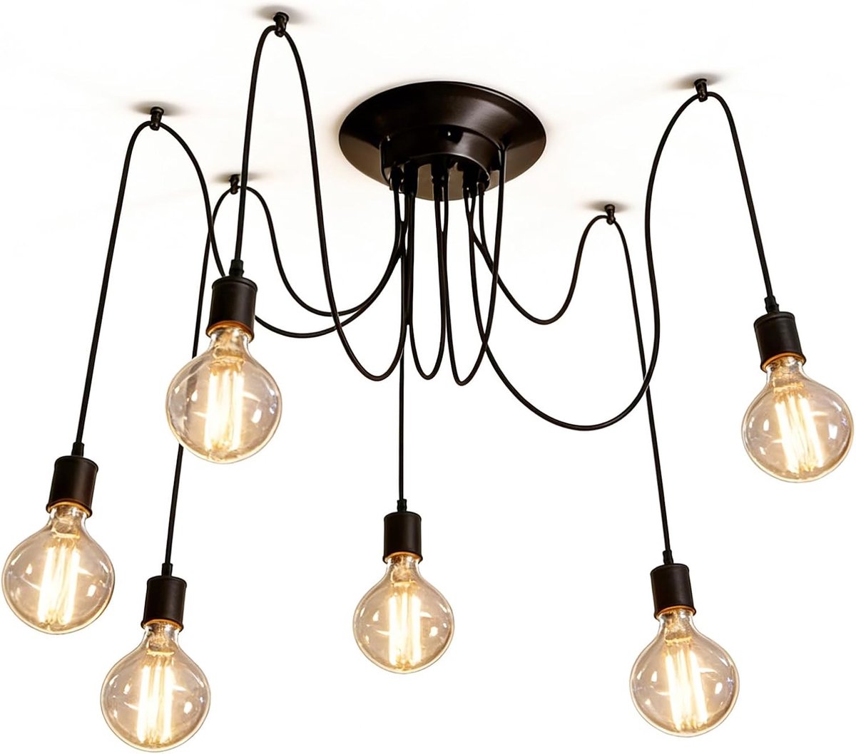 Hanglamp spin 6 vlammen - verstelbare kroonluchter - vintage design - sfeervolle verlichting voor eettafel - SnelShoppen