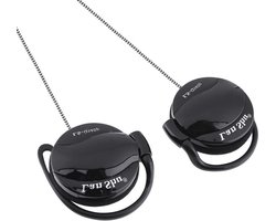 Hoofdtelefoon met oorhaak - Clip-on headset - Sport en muziek - Anti-klit gevlochten draad - 12 m - Zwart