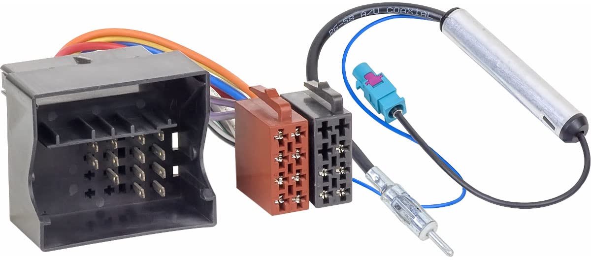 Car radio adapter set Quadlock naar ISO - Antenne adapter Fakra naar DIN - Geschikt voor VW Audi Skoda Seat Golf 5 6 Polo 9n