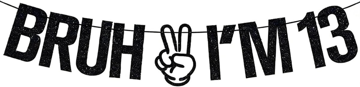 Happy Birthday Banner - Zwart met Glitter - 13e verjaardag - Stijlvolle decoratie - SnelShoppen