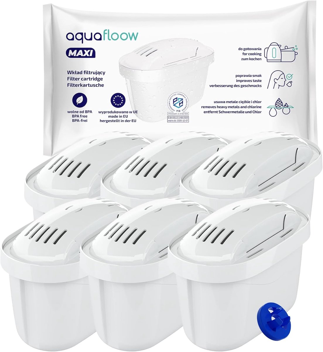 Waterfilter patronen 6-pack - Compatibel met Maxtra+ en Marella - Verwijdert chloor en zware metalen - SnelShoppen