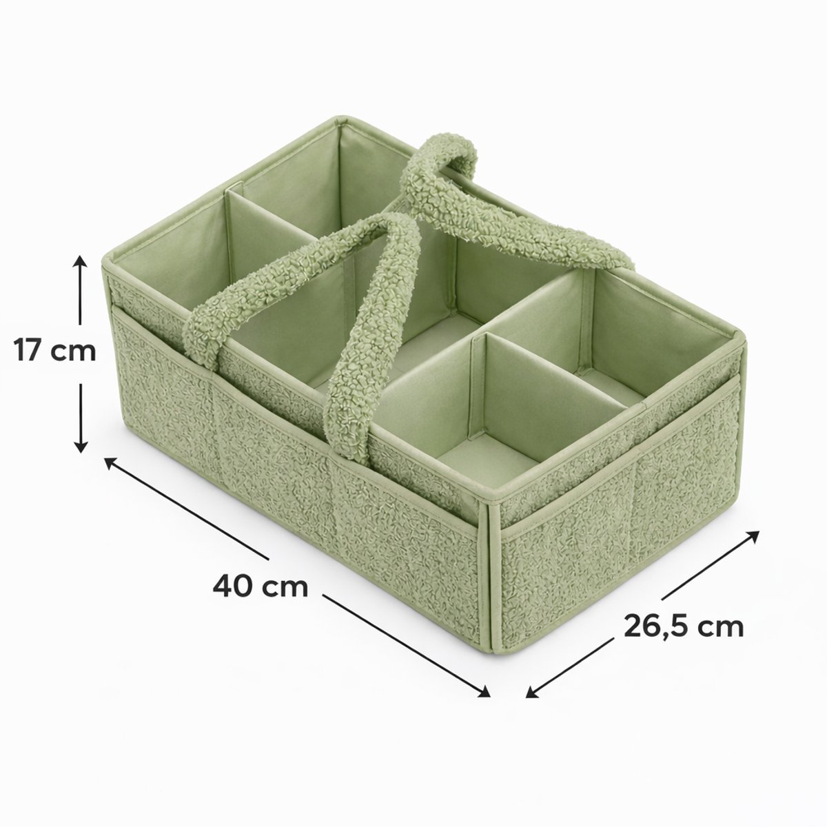 Vavida - Commodemandje - Groen - Teddy - 40 x 26 x 17 cm - Babykamer - Baby - Commode - Mandje – foto 4