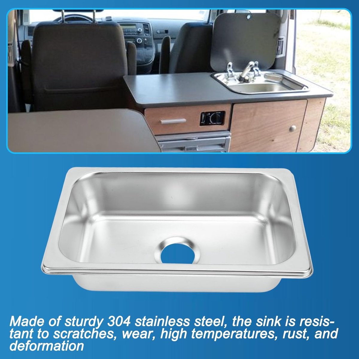 RVS Wastafel - Aanrecht Spoelbak - Camper Keuken - Inbouw Model - 24x13.5cm - Zilverkleurig