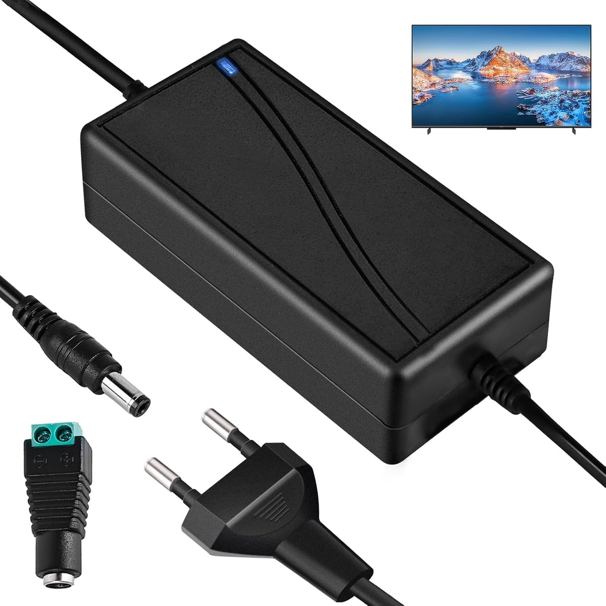 LED Transformer 12V 5A - AC 100-240V - EU Plug - Ideaal voor LED Strips - SnelShoppen