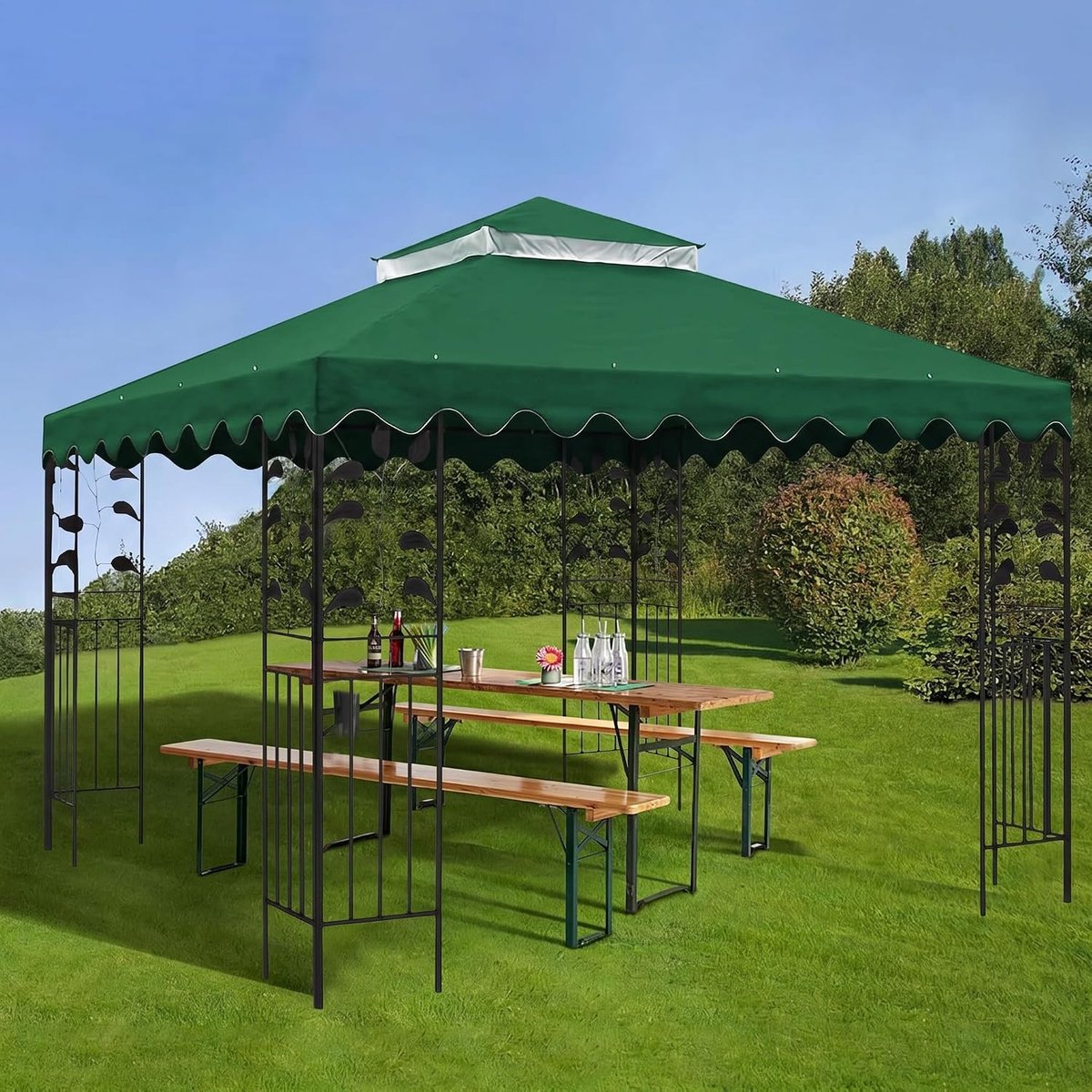 Gazebo dak 3 x 3 m - Ademend mesh - UV-bestendig - Ideaal voor tuin gebruik - SnelShoppen