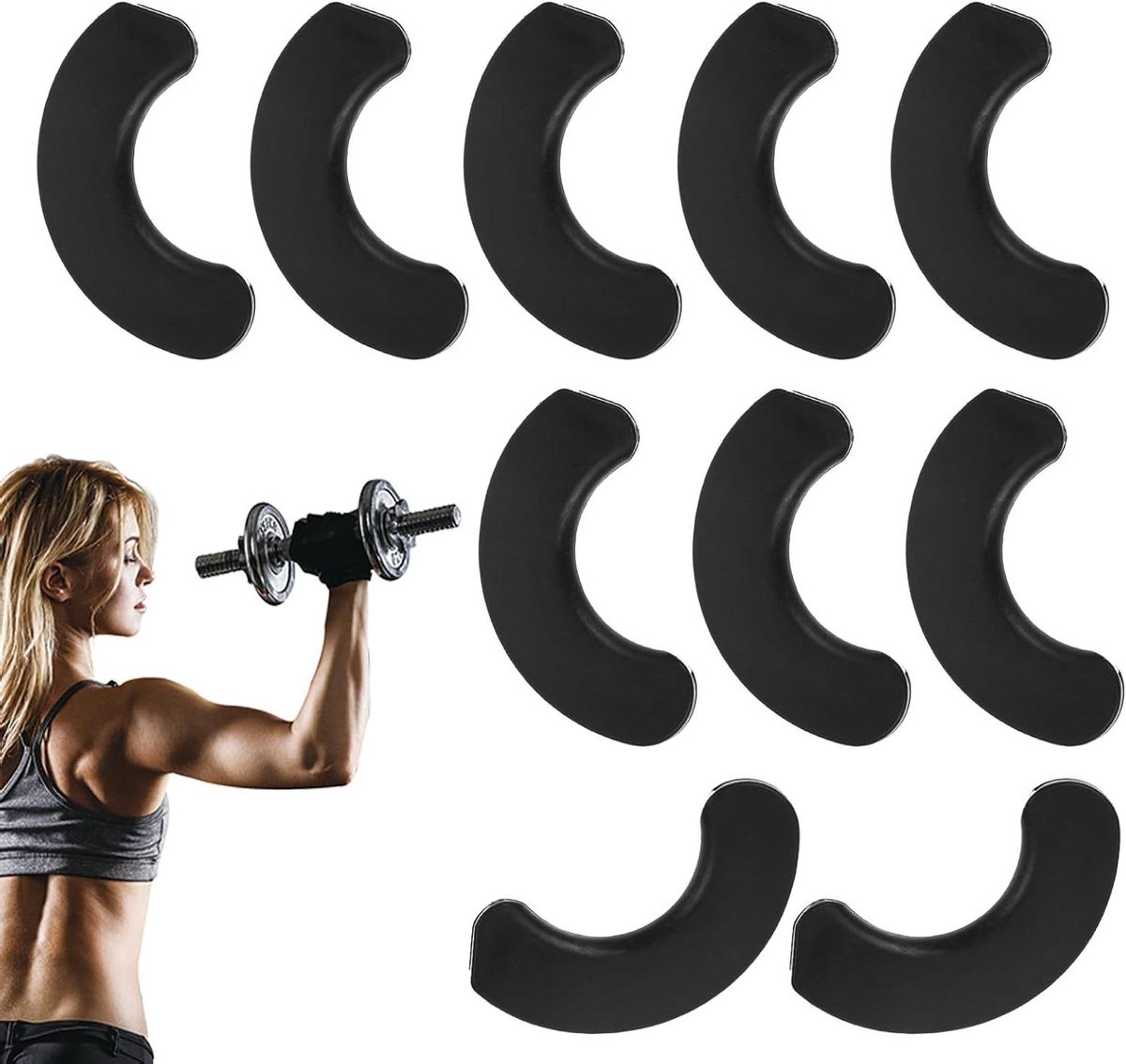 Halterpads - Beschermkussens haltersteun - Fitnessapparatuur beschermen - Vermindert wrijving en trillingen - 10 stuks - Zwart