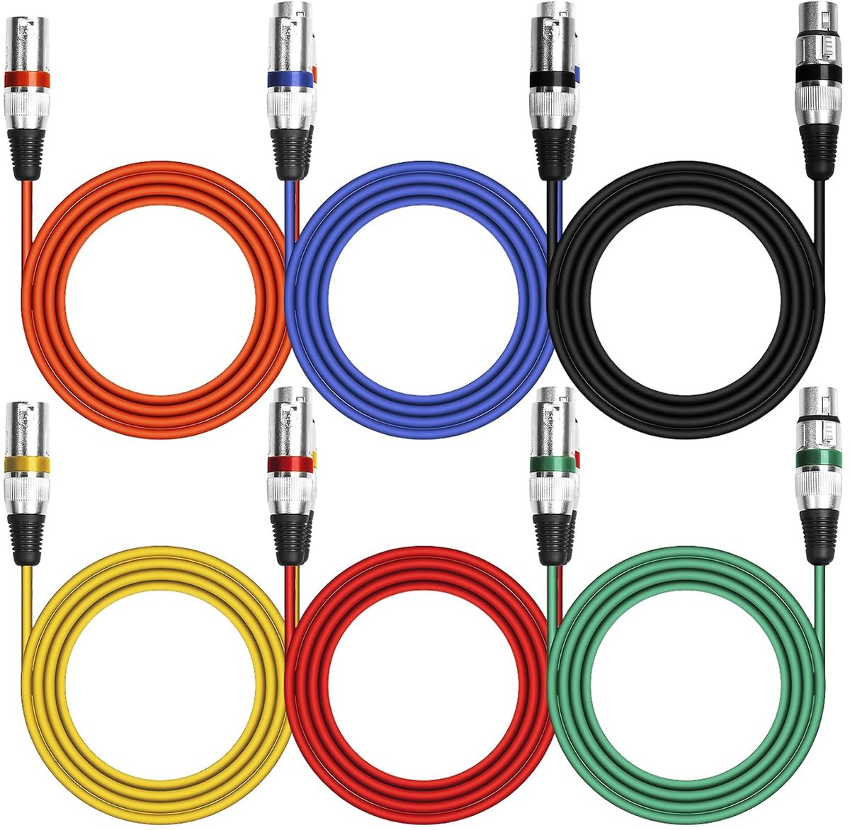 XLR kabels 6 stuks - gebalanceerd 3 pin XLR - male naar female connectors - ideaal voor microfoons en DMX - SnelShoppen