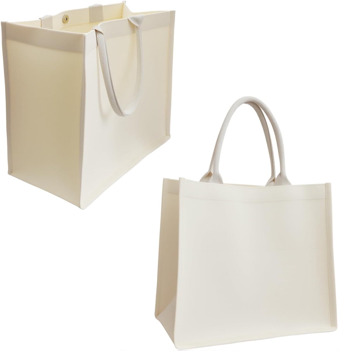 Jute Tas 2 Stuks - Katoenen Tote Tas Beige - Magnetische Sluiting - Ideaal voor Winkelen - SnelShoppen