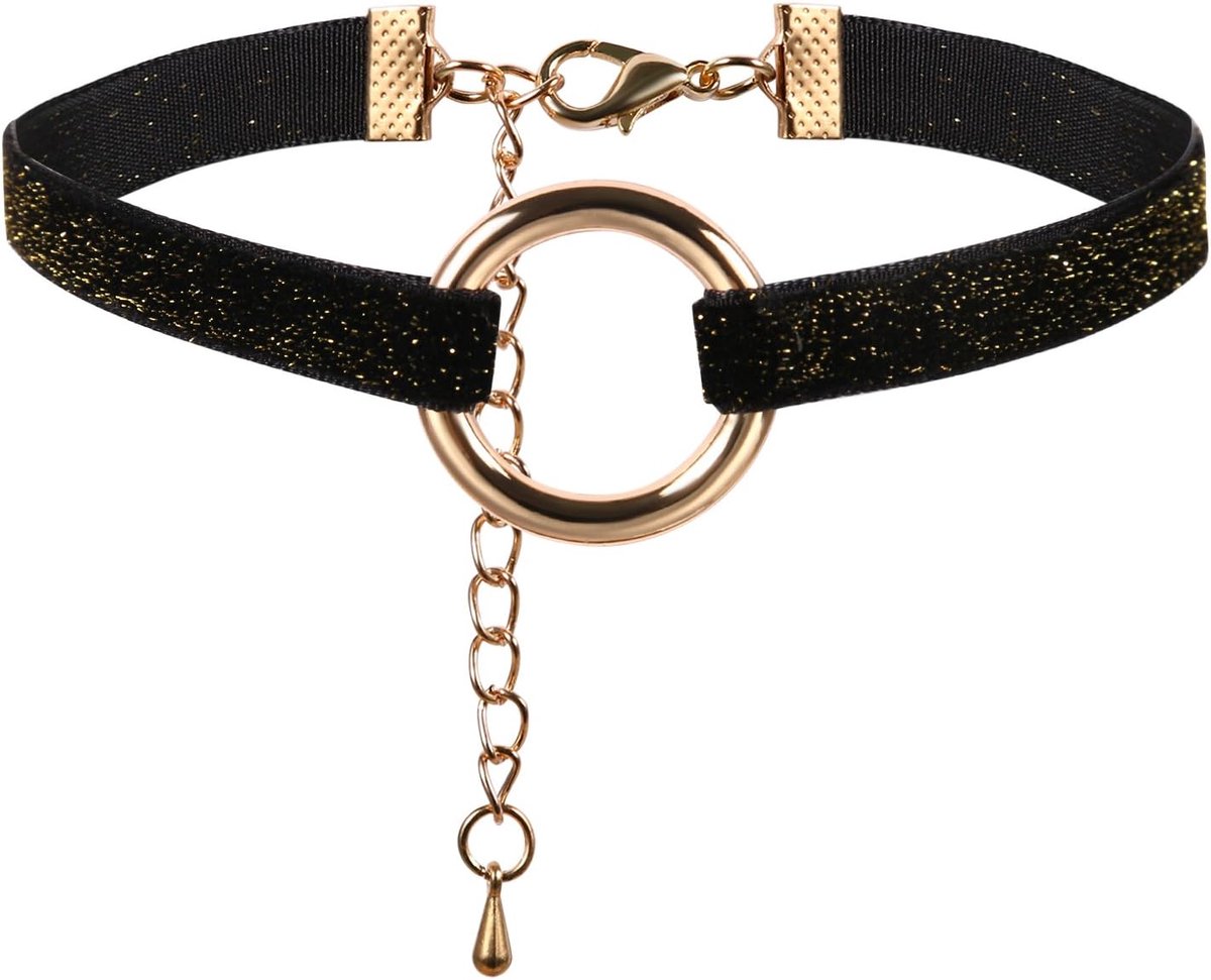 Choker met O-ring - stretchvelvet - gothic stijl - perfect voor een sexy look - SnelShoppen