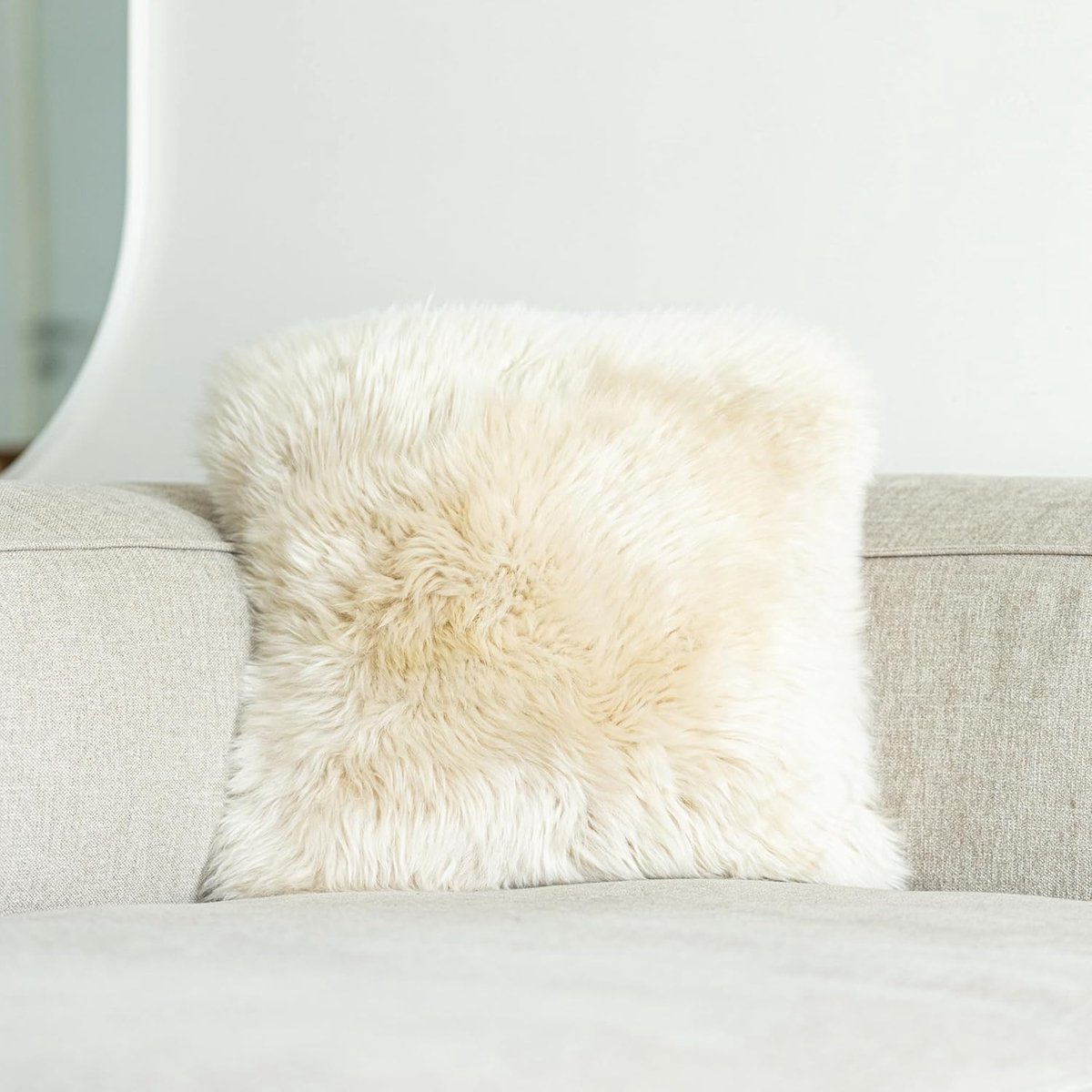 Kussenhoes 40 x 40 cm - Lange haren schapenvacht - Natuurlijke kleuren - Comfortabel voor bank of bed - SnelShoppen