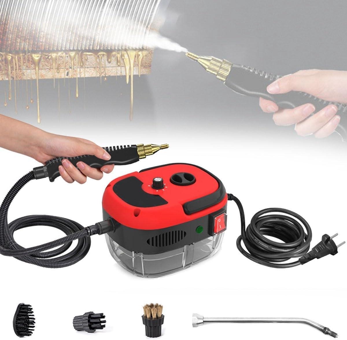 Hoge Temperatuur Stoomreiniger - Stoomreiniger Auto - Dieptereiniging Huis - 2500W Krachtige Motor - 2.2m Slang - Rood