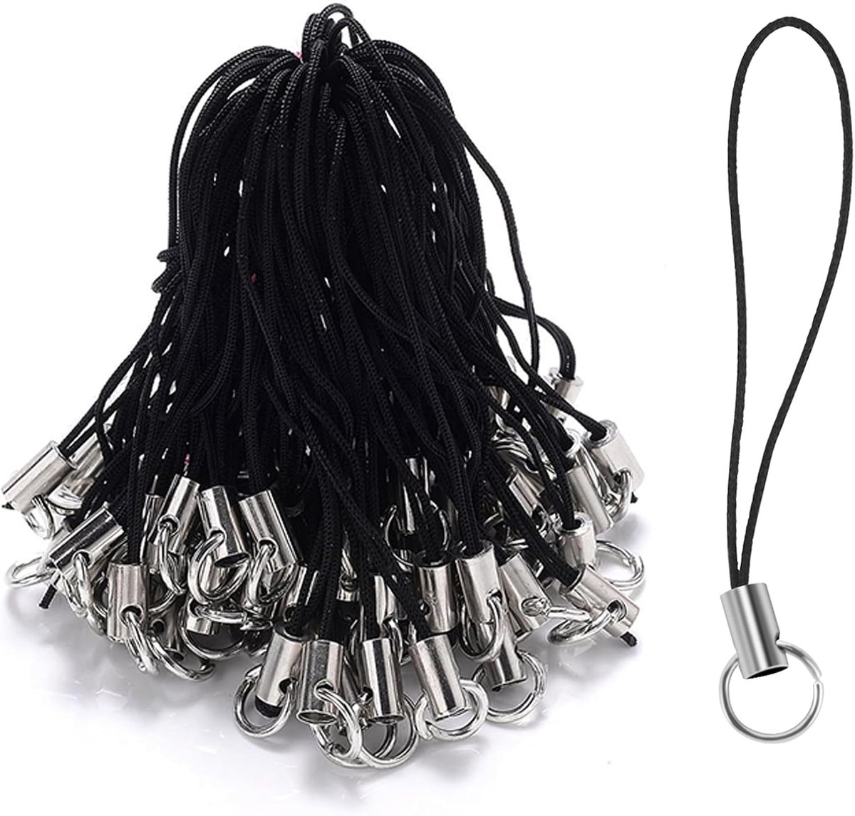 Mobiele telefoon sleutelhangers 100 stuks - DIY telefoonring - Karabijnhaak lussen - SnelShoppen