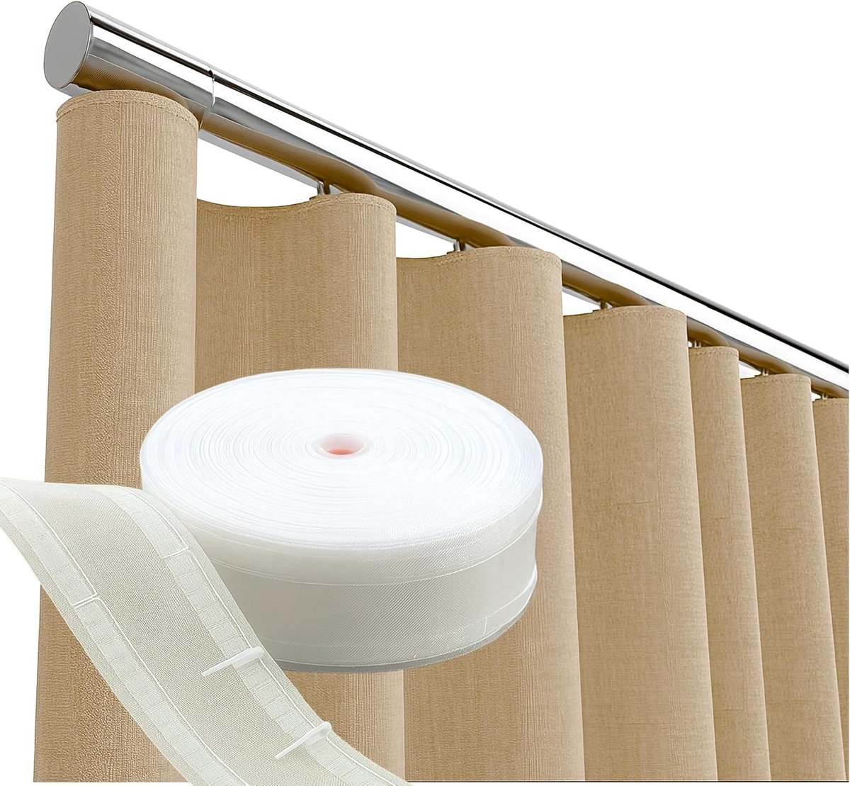 Gordijn tape transparant - 5 meter - voor binnen gordijnen - geschikt voor golvende gordijnen - SnelShoppen