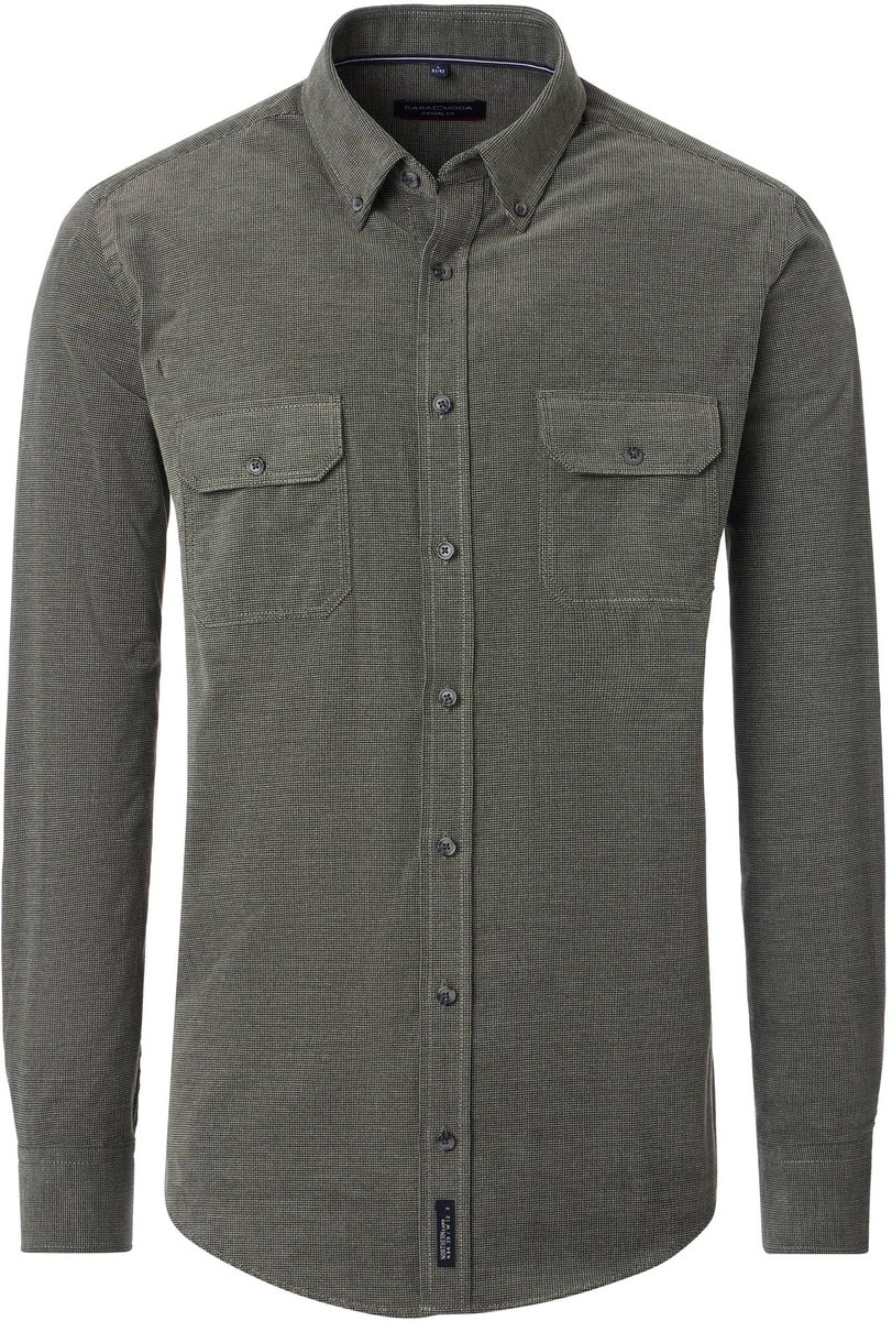 CASA MODA Sport casual fit overhemd - ribfluweel - groen
