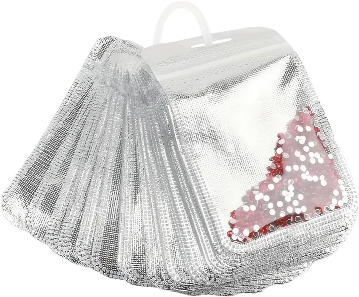 Diamant kunst bead bags 50pcs - zilveren ritszakken - plastic opbergzakken - SnelShoppen
