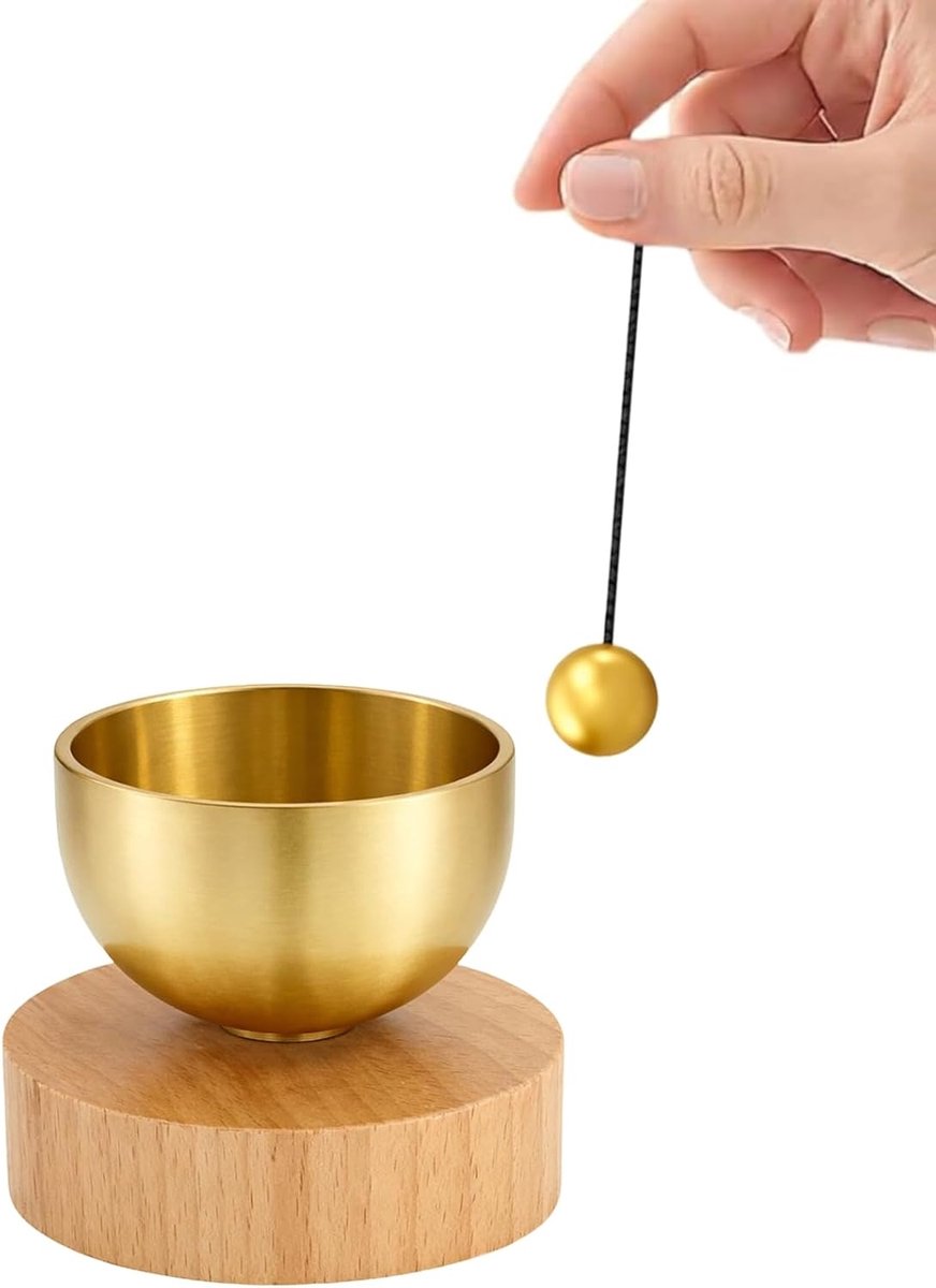 Mini klankschaal set - Tibetaanse klankschaal 4 cm - gepolijst messing - ideaal voor meditatie - SnelShoppen