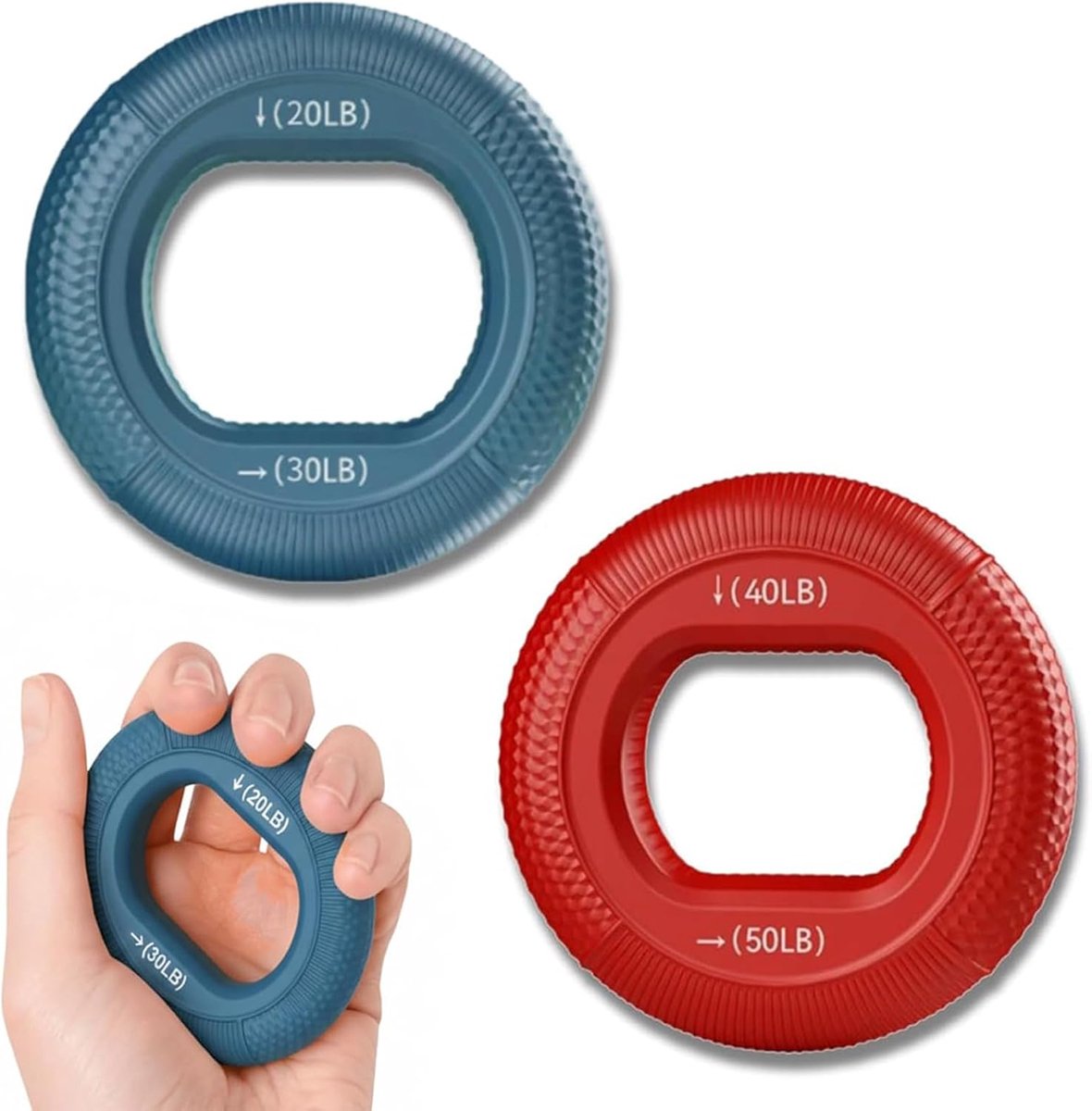 Anti-stress-bal handtherapie - siliconen gripversterker - 2 stuks met verschillende weerstand - SnelShoppen