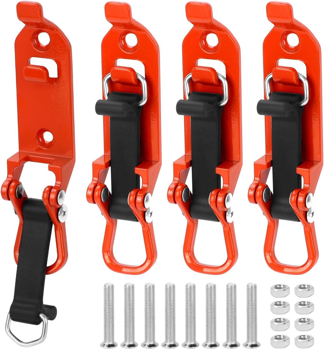 Schep houder set van 4 - oranje - met schroeven en moeren - veilig opslaan van gereedschap - SnelShoppen