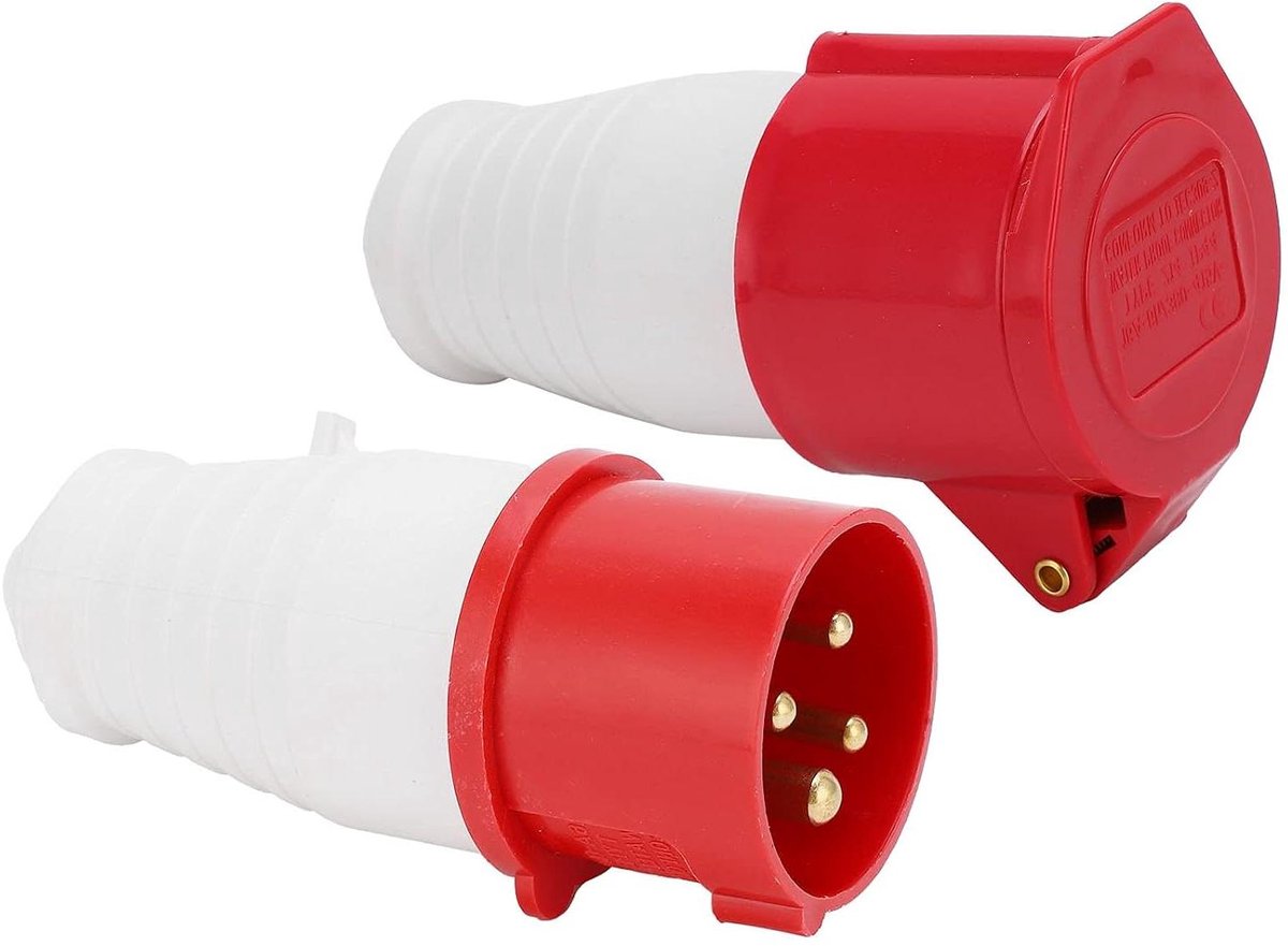 Waterdichte 16A 4-pins industriële stekkerset voor 380-415V - Stofdichte elektrische connectors