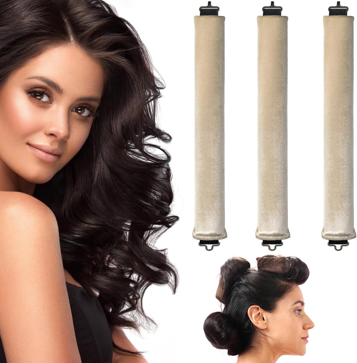 Haarrollers 3 Stuks - Hittevrije Krullen - Ideaal voor Alle Haartypes - Geniet van Mooie Krullen Tijdens het Slapen - ShopVlot