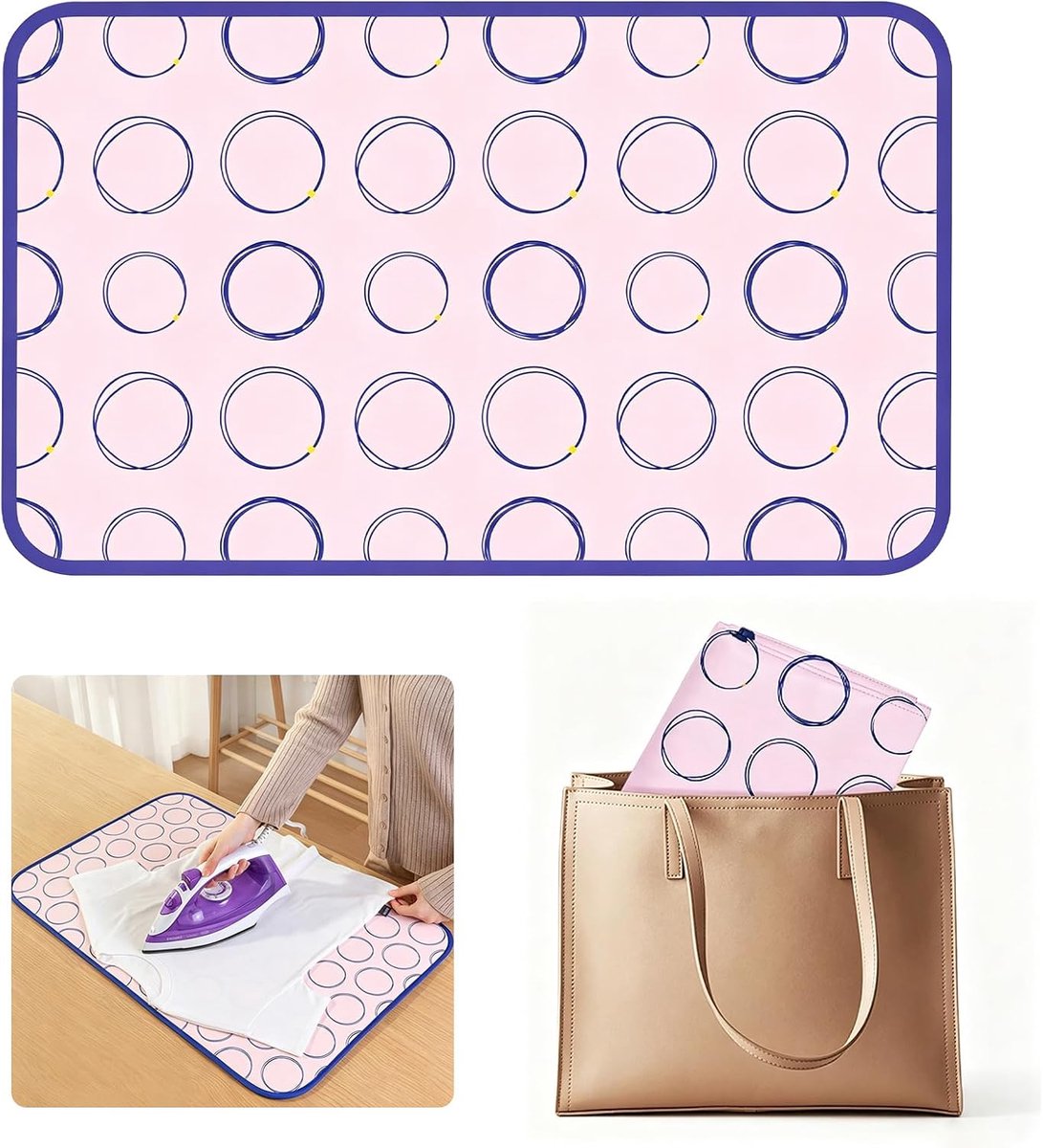 Strijkmat voor tafel 70 x 40 cm - draagbaar katoen - hittebestendig - ideaal voor strijken op tafel of bed - ShopVlot