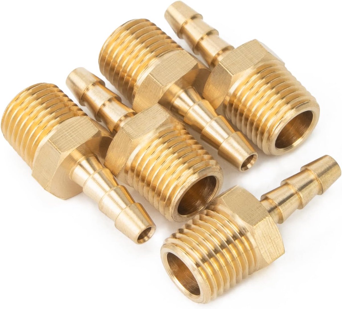 Koperen fittingen 1/4 inch - mannelijke draad R x 5mm slang - 5 stuks - ideaal voor verbindingen - ShopVlot