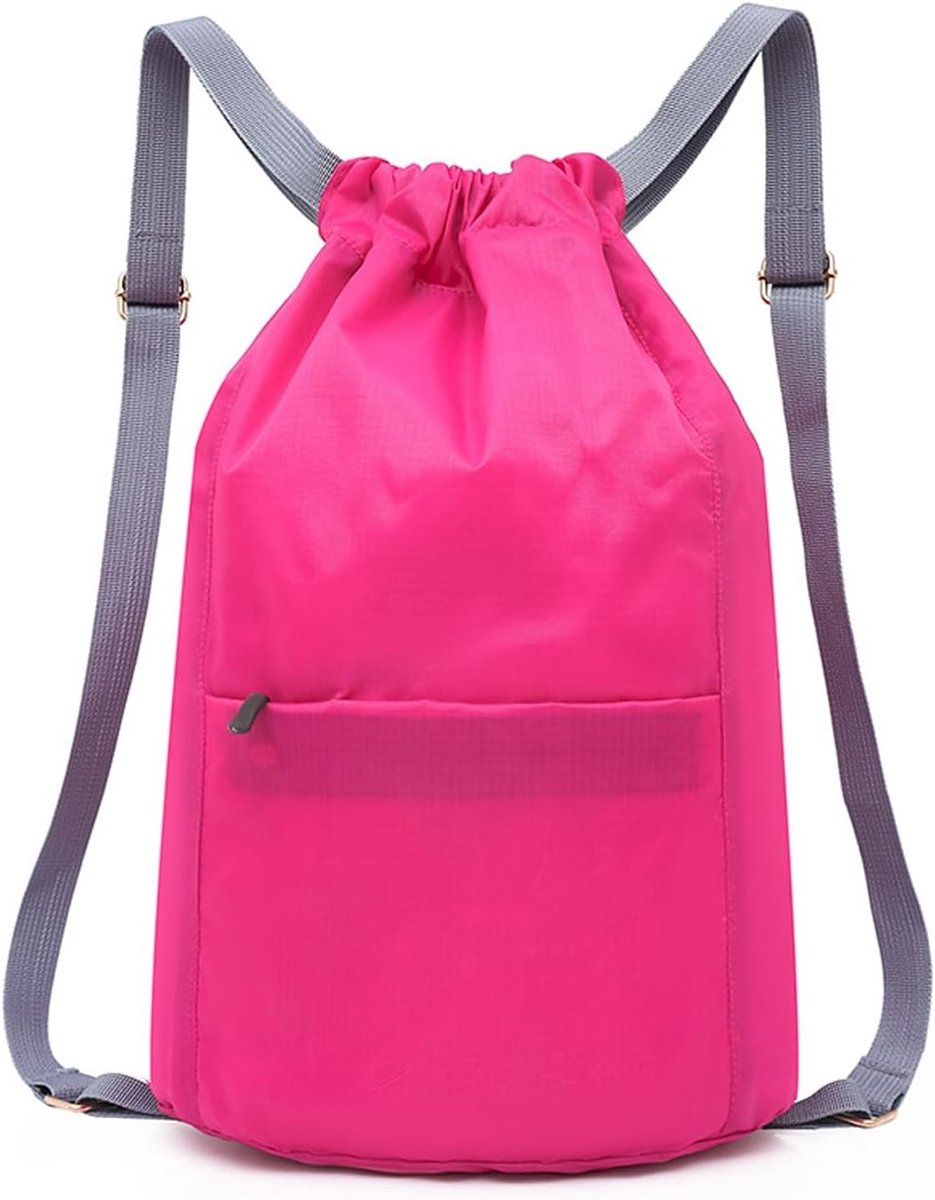 Fitness tas met trekkoord - waterdicht - zijvak met rits - ideaal voor sport en school - ShopVlot