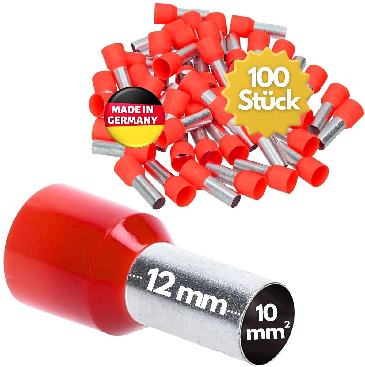 Ferrules 10,0 mm² - geïsoleerd - getinned koper - betrouwbare verbinding voor kabels - ShopVlot