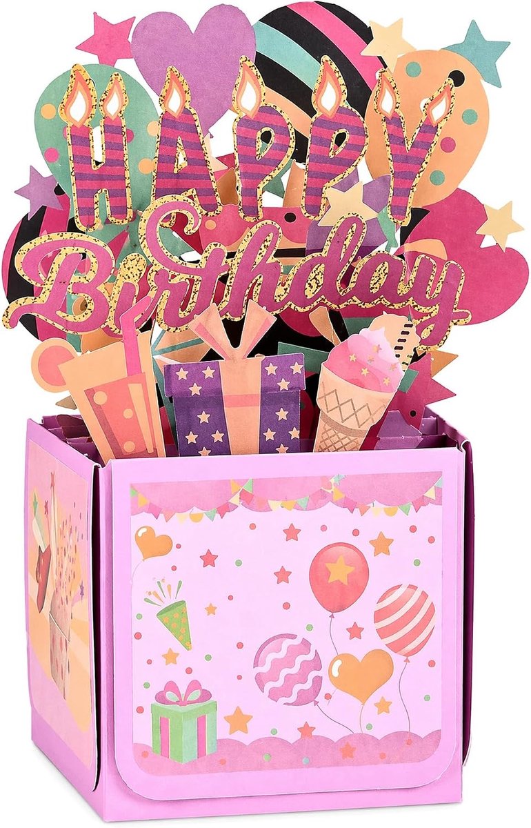 Verjaardagskaart pop-up 3D - gekleurd kaartpapier - grappige uitstraling - perfect voor elke verjaardag - ShopVlot