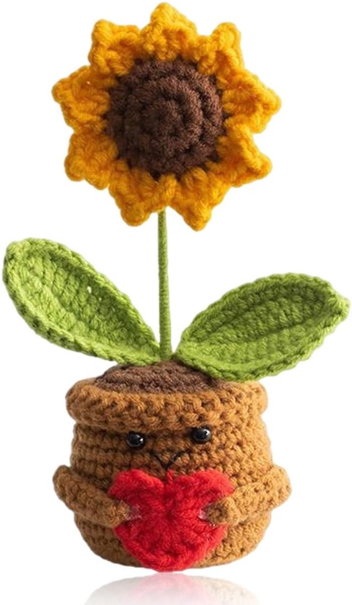 Gehaakte bloem - handgemaakt - zonnebloemwol - duurzaam cadeau voor vrienden - ShopVlot