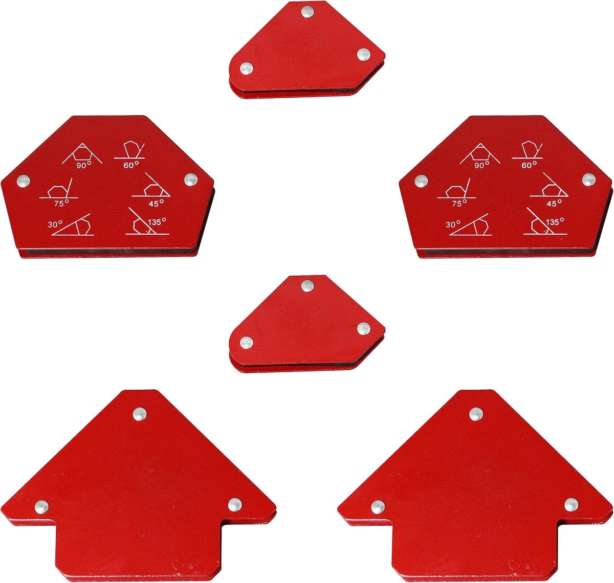 Magnetische lashouder set - 6 stuks - staal - verschillende hoeken - ideaal voor precisielassen - ShopVlot