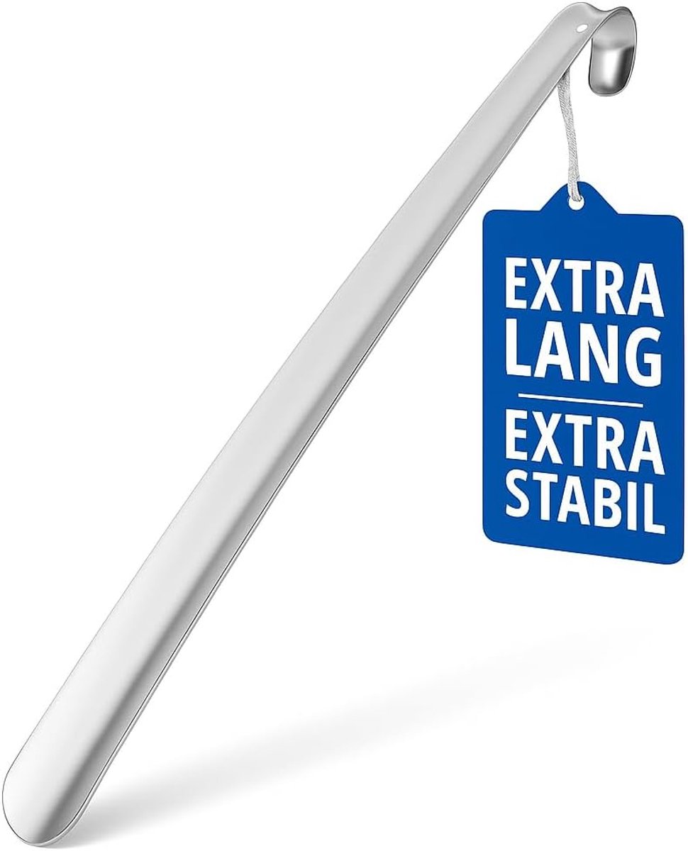 Schoenlepel 45 cm - roestvrij staal - ergonomisch ontwerp - moeiteloos aantrekken - ShopVlot