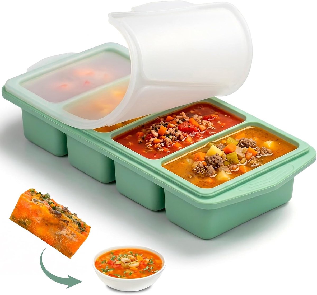 Siliconen vriesvorm 1-cup 250 ml - mintgroen - BPA-vrij - ideaal voor soep en meal prep - ShopVlot