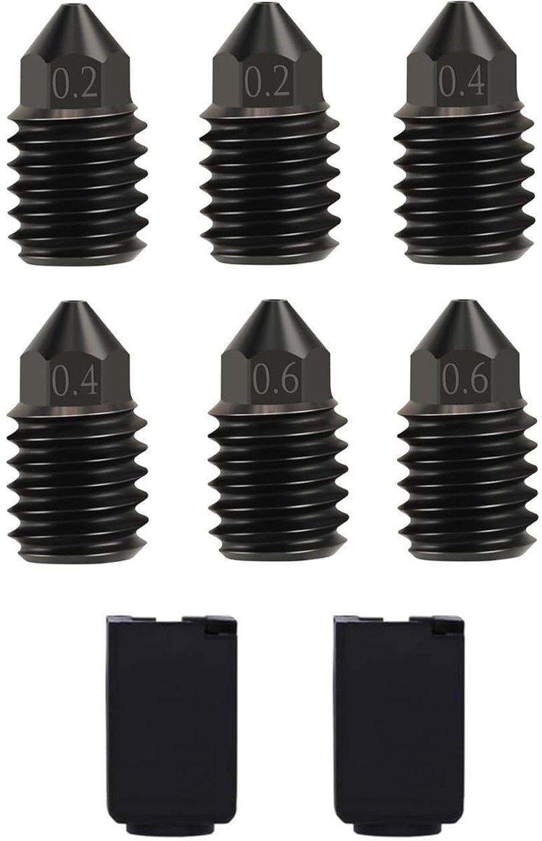 Hardened steel mondstuk set 0.2/0.4/0.6mm - hooghard staal - slijtvast - geschikt voor 3D-printers - ShopVlot