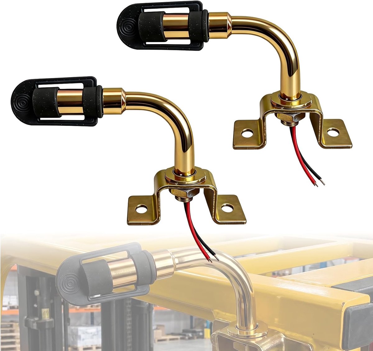 Ronde lamphouder 90 graden L-vorm - messing met rubberen kap - universeel voor landbouwmachines - ShopVlot