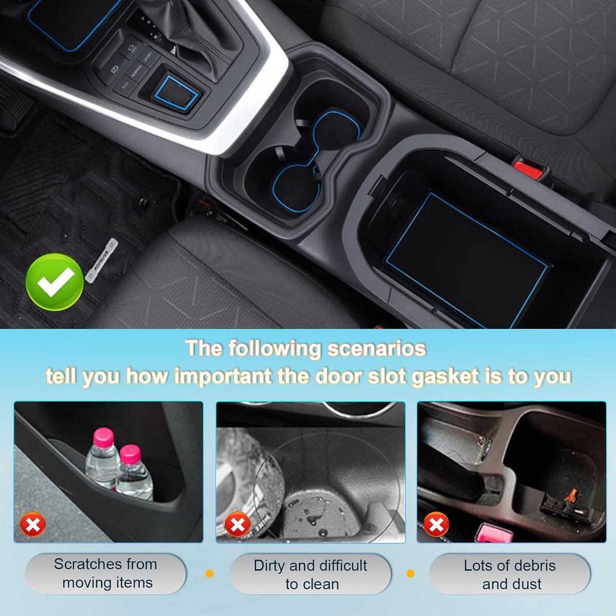 Rubber Matten voor Toyota RAV4 5 Gen 50 Serie 2019-2023 - Blauw - Antislip - Beschermt interieur - ShopVlot