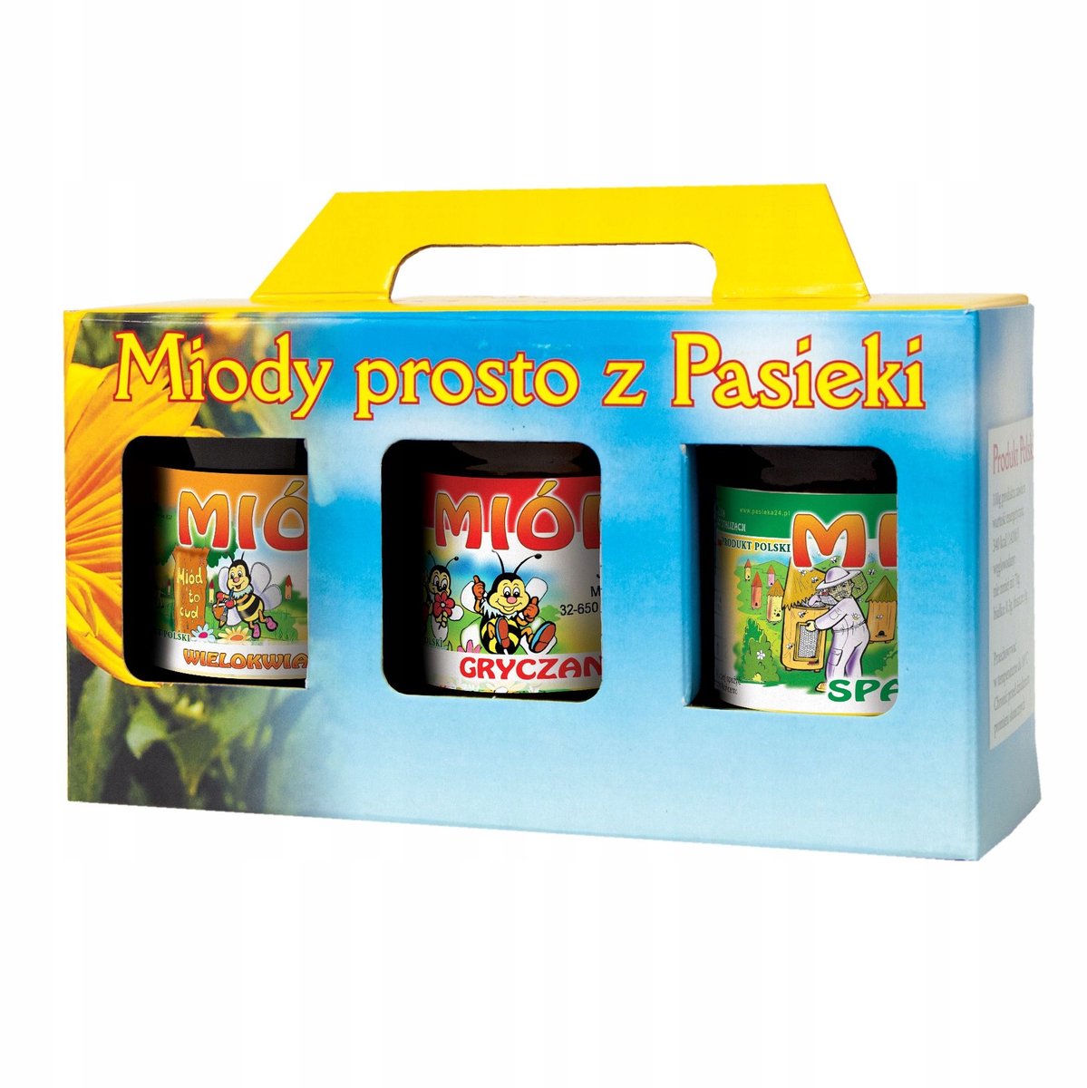Blauwe Kartonnen Doos voor 3 Potten Honing (315 ml) - Cadeauverpakking