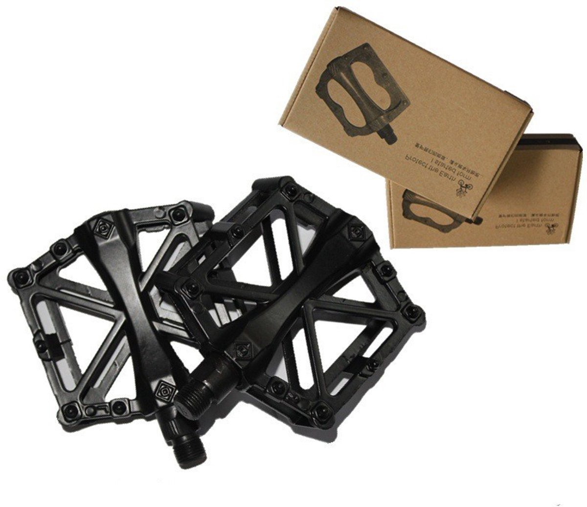 Fietspedalen - Antislip mountainbikepedalen - Voetpedalen - 9,5 x 9,5 x 10 cm - Breed platformontwerp - Geschikt voor de meeste Europese standaardfietsen, mountainbikes en racefietsen - Zwart