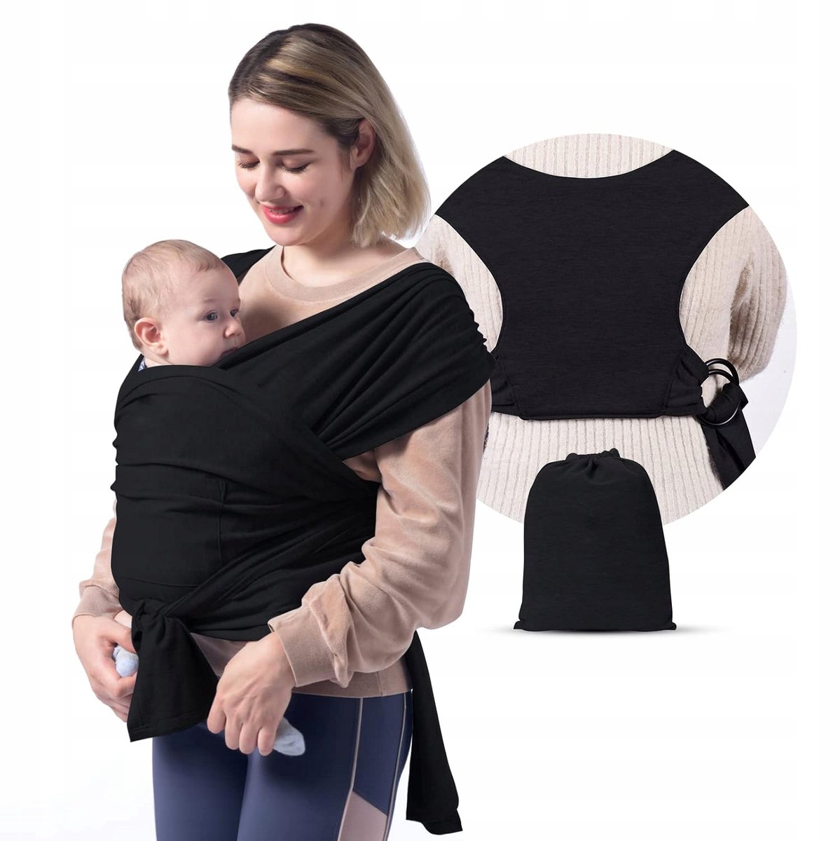 Elastische baby draagdoek - 100% katoen, zacht en comfortabel
