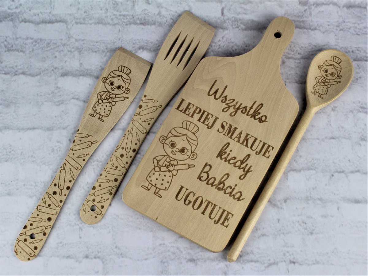 Keukenset met Gravure voor Oma - Plank, Lepel, Spatel & Hanger