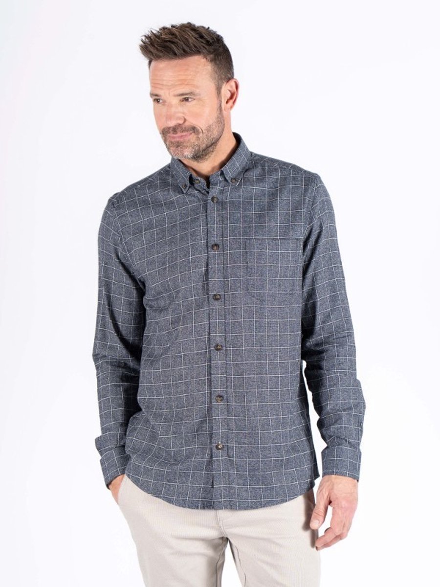 Blouse 600235 navy geruit Rascal flanel Pre End - maat L
