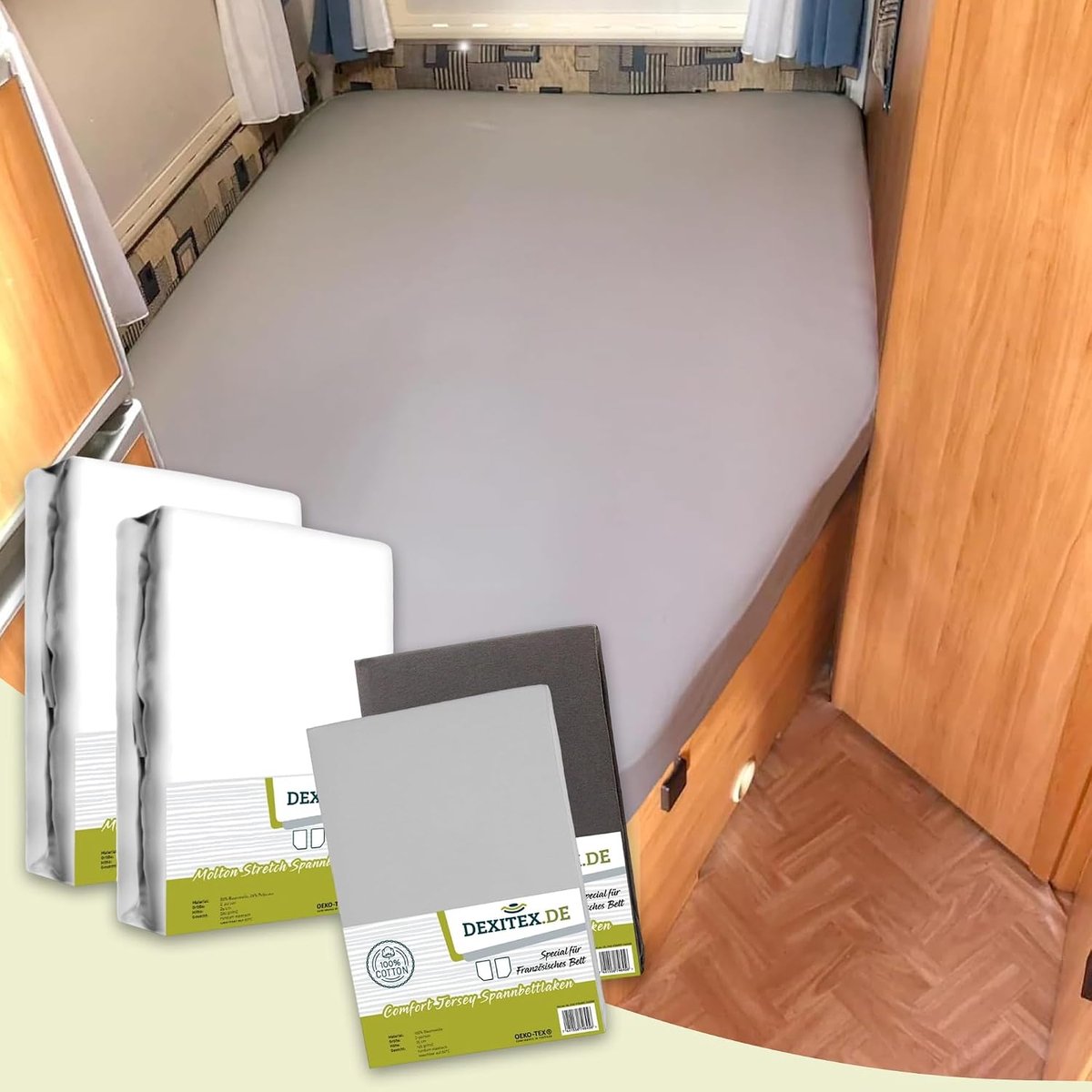 Beddengoedset voor campers en caravans - 4-delig - 100% katoen - Oeko-Tex®-gecertificeerd - ShopVlot