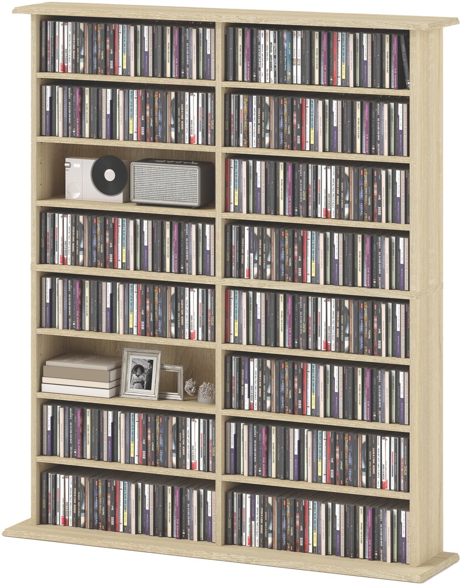 CD-Rek - DVD-Rek en Houten Wandplank - Open Plank voor CD- en DVD-Opslag - 126.3 x 106.5 x 24 cm -Zwart