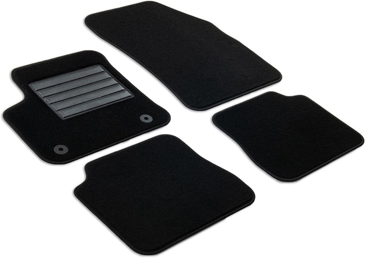 SnelShoppen - Perfect passende velours vloermatten voor Citroen e-C4 2020, Peugeot e-2008 2020 - 4-delige set - zwart - met antislip en rubberen hiel
