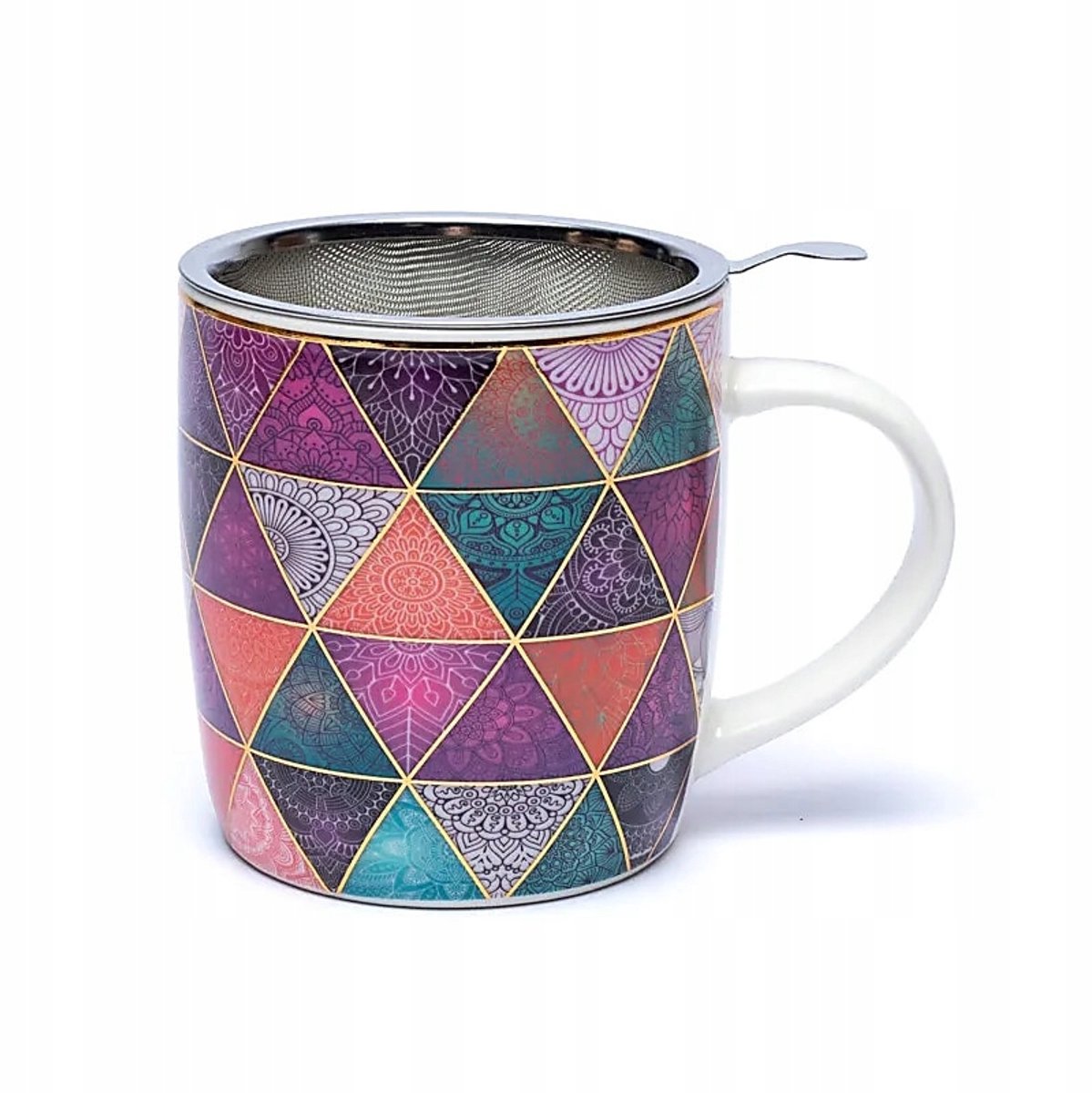 Patchwork Mok met Infuser - 400ml Keramiek