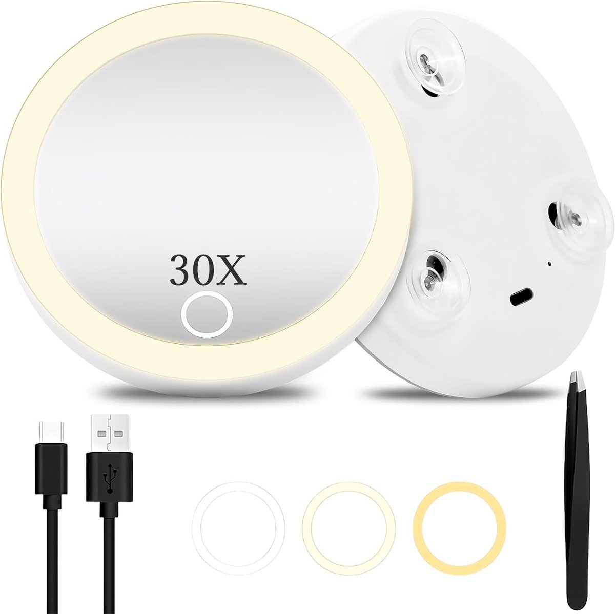 Vergrotende spiegel 30x - met licht - klein formaat - ideaal voor reizen - ShopVlot